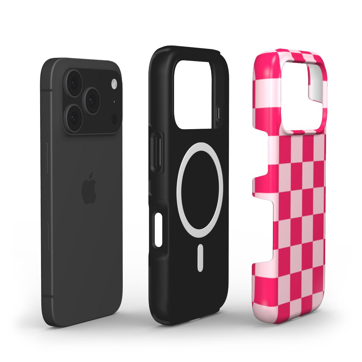 Cherry Checkerboard phone case – MagSafe iPhone case, layer view