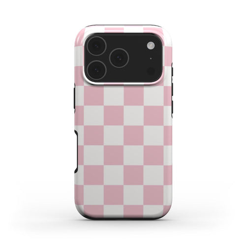 Pink & White Checkerboard phone case – MagSafe iPhone case, front view