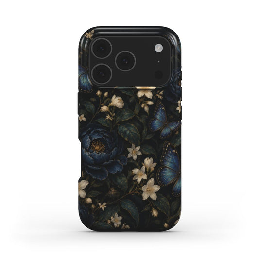 Blue Butterfly Night Garden phone case — MagSafe iPhone case, front view
