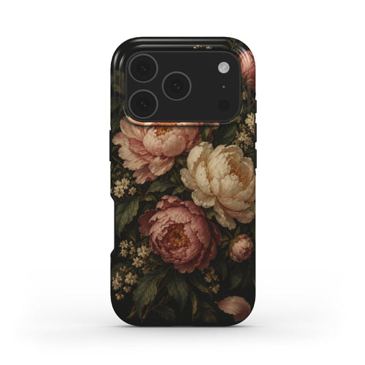 Blush Peony Nocturne phone case — MagSafe iPhone case, front view