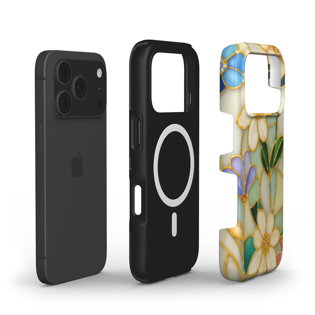 Stained Glass Floral phone case – MagSafe iPhone case, layer view
