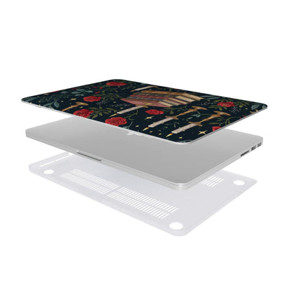 Candlelit Library MacBook case — hard-shell laptop cover, two-piece shell view