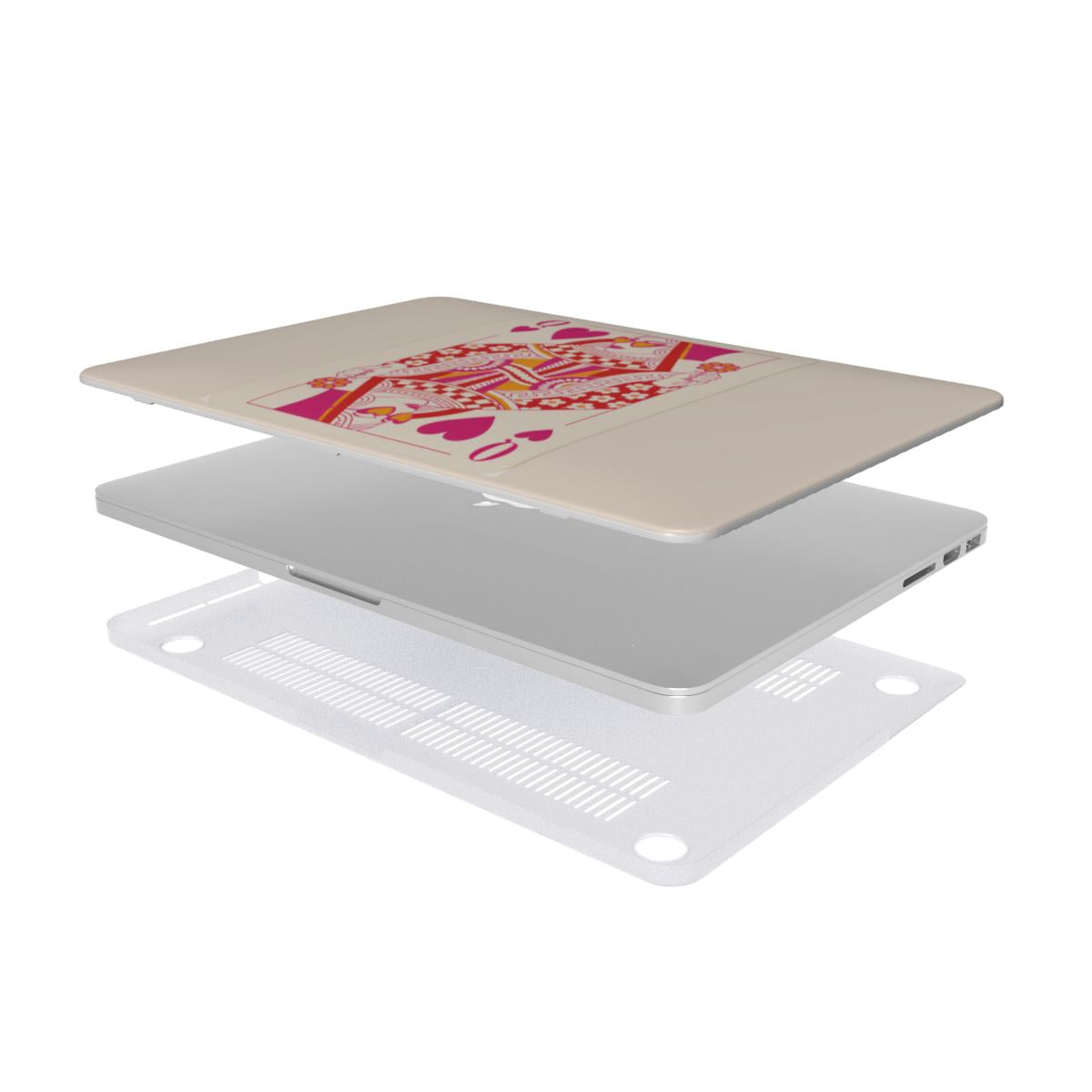 Queen of Hearts MacBook case — hard-shell laptop cover, two-piece shell view