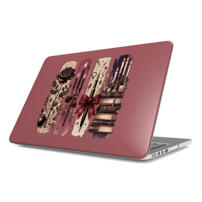Dark Academia MacBook case — hard-shell laptop cover, angled lid view