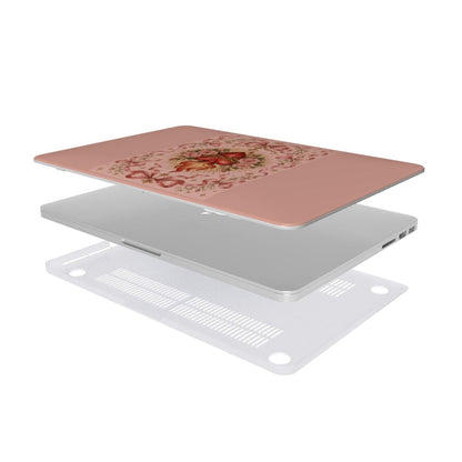 Rose Sacred Heart MacBook case — hard-shell laptop cover, two-piece shell view