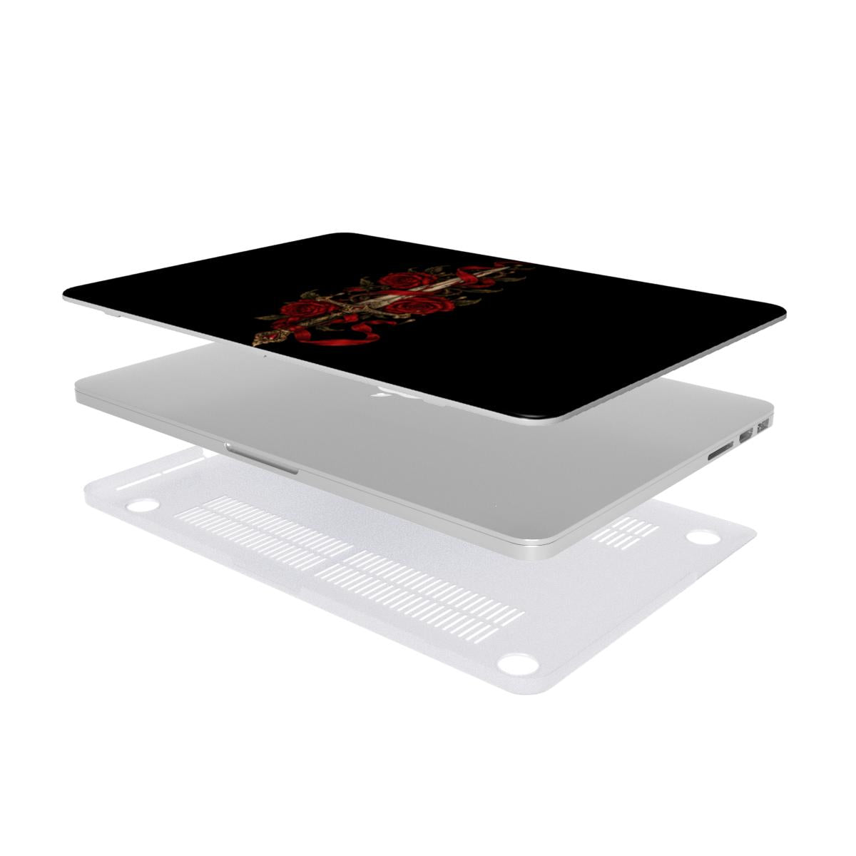 Dagger & Roses MacBook case — hard-shell laptop cover, two-piece shell view