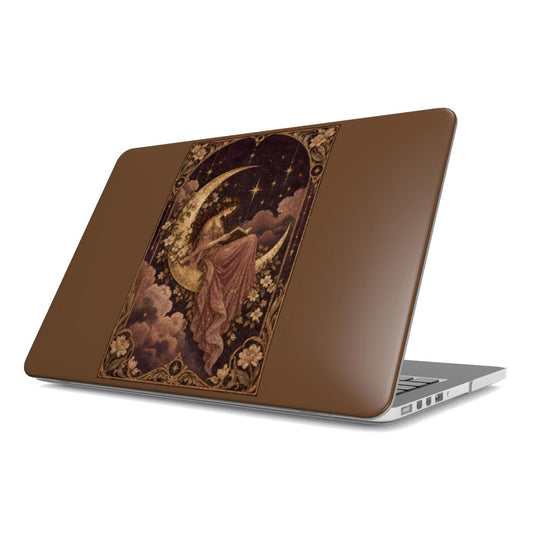 Reader Under the Stars MacBook case — hard-shell laptop cover, angled lid view