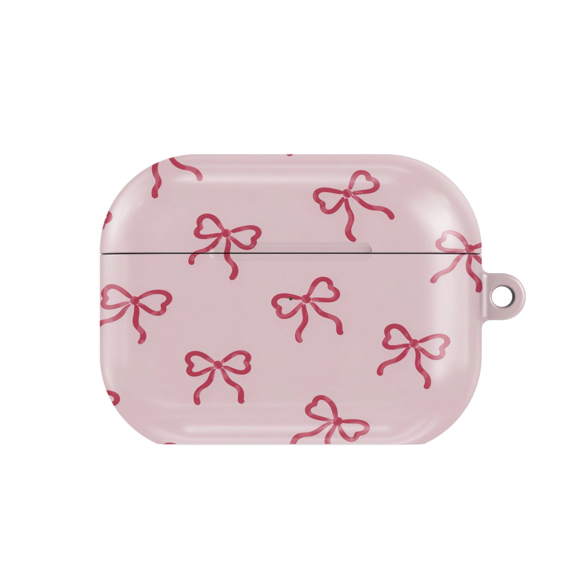 Red Bows AirPods case — hard-shell earbuds cover, closed front view