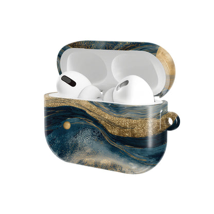Starry Night Cosmos AirPods case — hard-shell earbuds cover, open angled view
