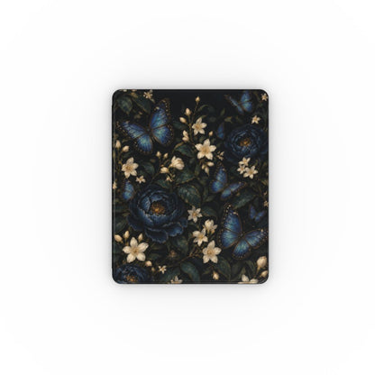 Blue Butterfly Night Garden iPad case — blue butterflies and jasmine on a dark night garden