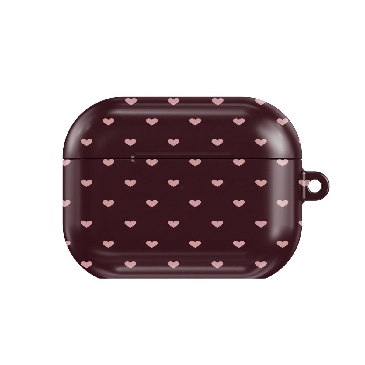 Pink Hearts AirPods case — hard-shell earbuds cover, closed front view