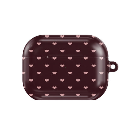 Pink Hearts AirPods case — hard-shell earbuds cover, closed front view