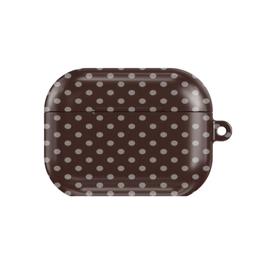Chocolate Polka Dot AirPods case — hard-shell earbuds cover, closed front view