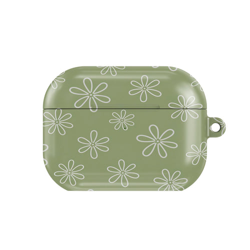 Line Daisy AirPods case — hard-shell earbuds cover, closed front view