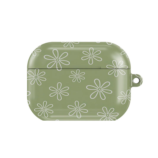 Line Daisy AirPods case — hard-shell earbuds cover, closed front view