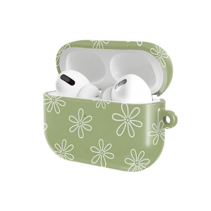 Line Daisy AirPods case — hard-shell earbuds cover, open angled view