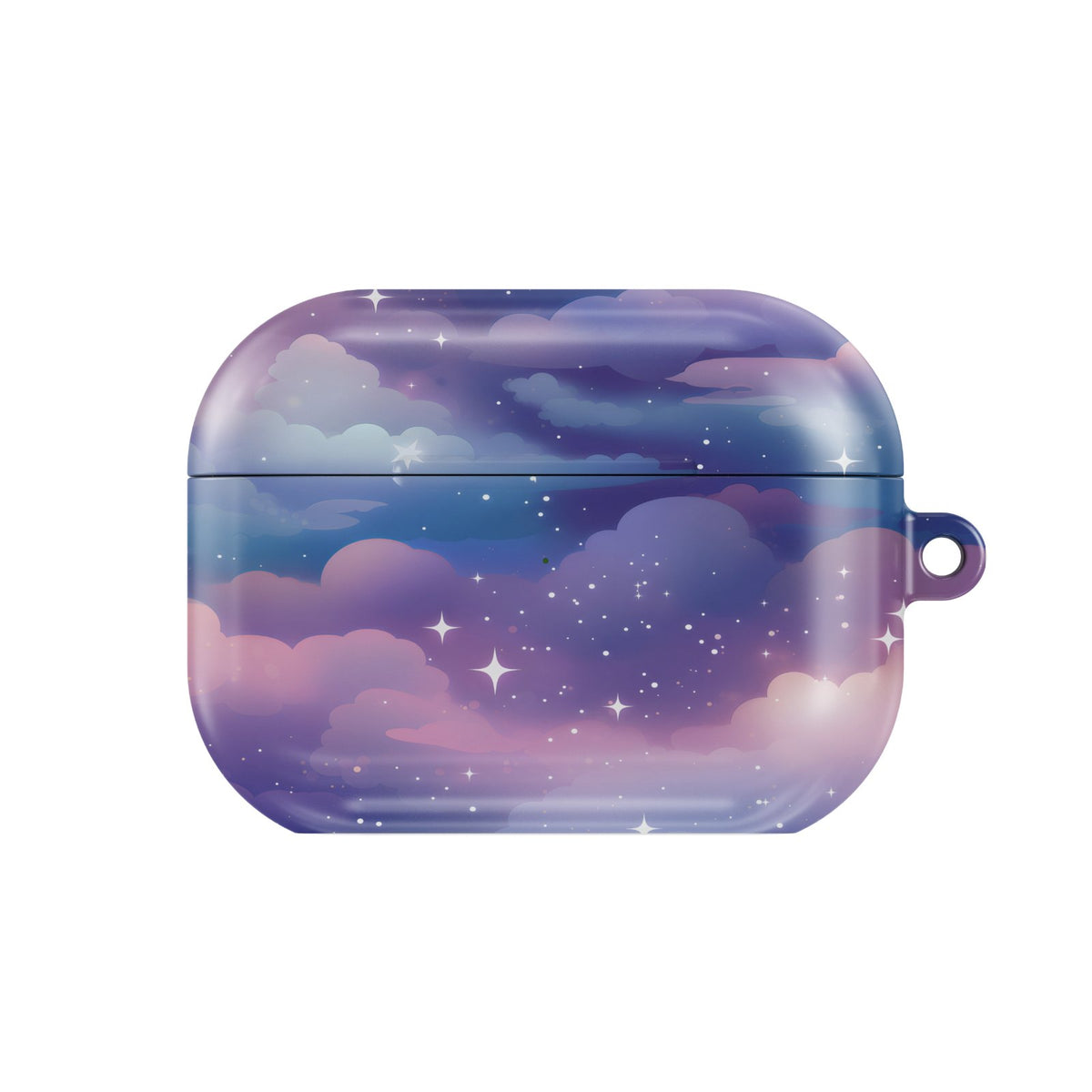 Twilight Clouds AirPods case — hard-shell earbuds cover, closed front view