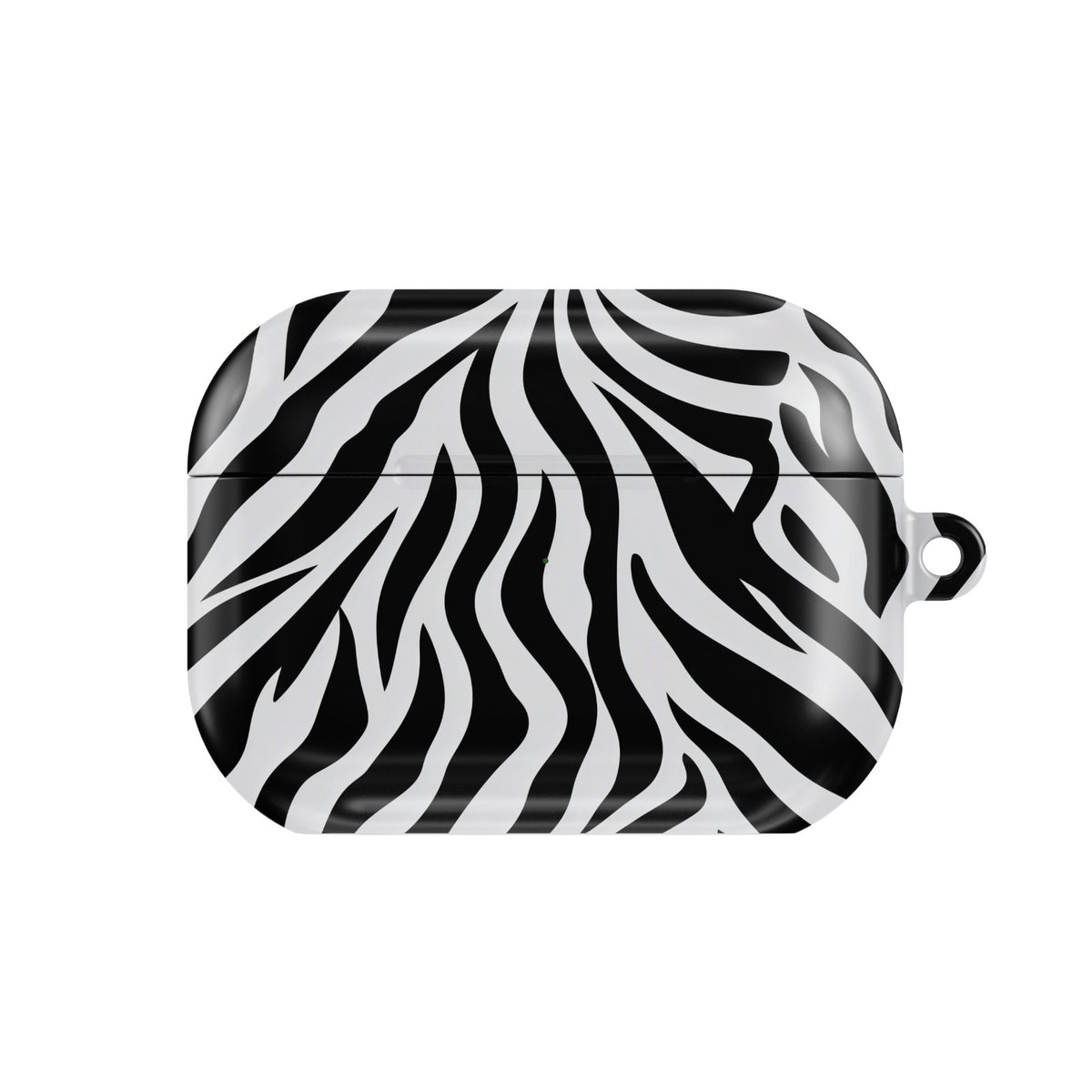 Zebra Stripe AirPods case — hard-shell earbuds cover, closed front view