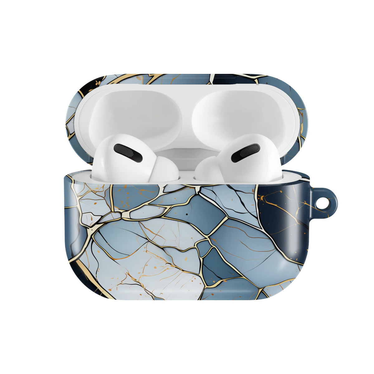 Fractured Stone AirPods case — hard-shell earbuds cover, open front view