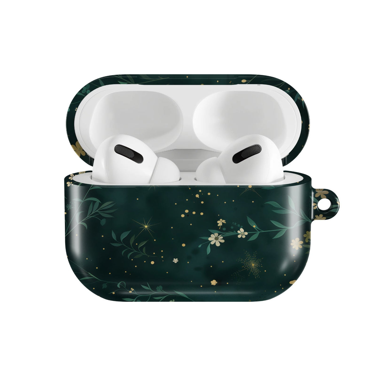 Night Garden AirPods case — hard-shell earbuds cover, open front view