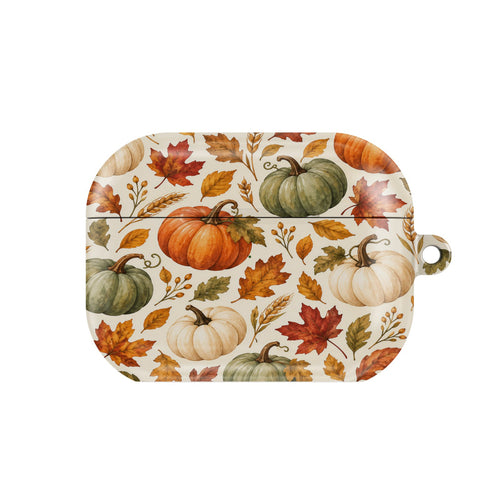 Pumpkin Patch AirPods case — hard-shell earbuds cover, closed front view