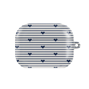 Navy Stripe Hearts AirPods Case