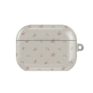 Ditsy Rose AirPods case — hard-shell earbuds cover, closed front view