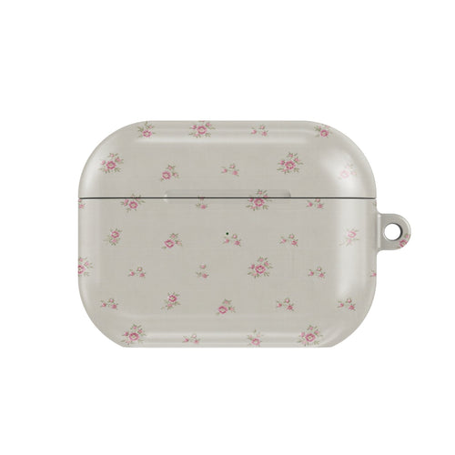 Ditsy Rose AirPods case — hard-shell earbuds cover, closed front view