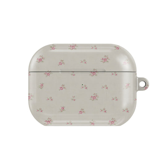 Ditsy Rose AirPods case — hard-shell earbuds cover, closed front view