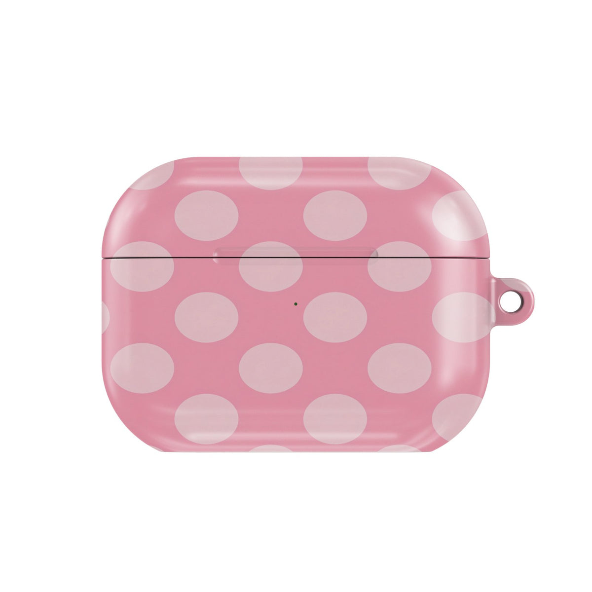 Rose Polka Dot AirPods case — hard-shell earbuds cover, closed front view