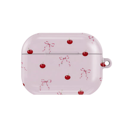 Cherries & Bows AirPods case — hard-shell earbuds cover, closed front view