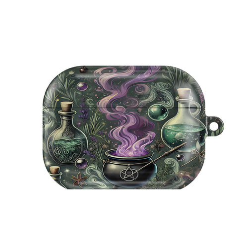 Witch's Apothecary AirPods case — hard-shell earbuds cover, closed front view