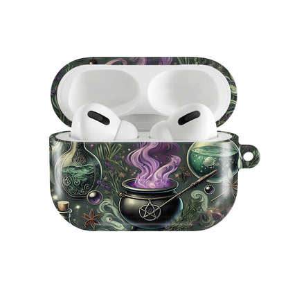 Witch's Apothecary AirPods case — hard-shell earbuds cover, open front view