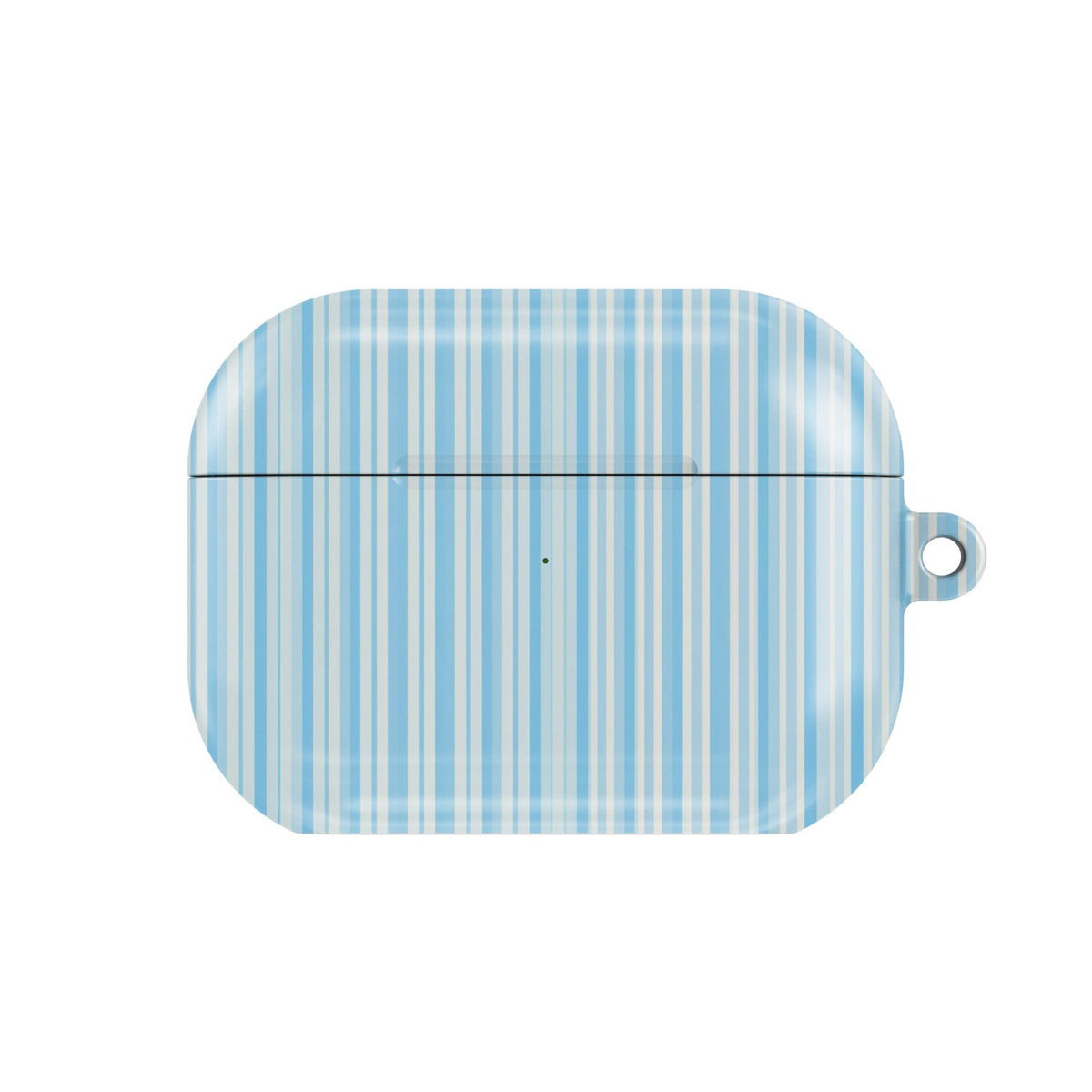 Blue Ticking Stripe AirPods case — hard-shell earbuds cover, closed front view