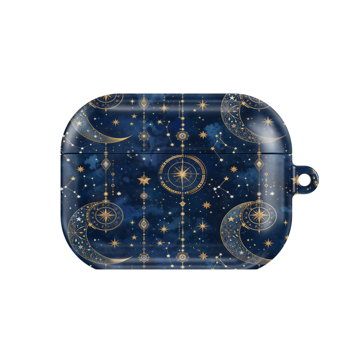 Celestial Tarot AirPods case — hard-shell earbuds cover, closed front view