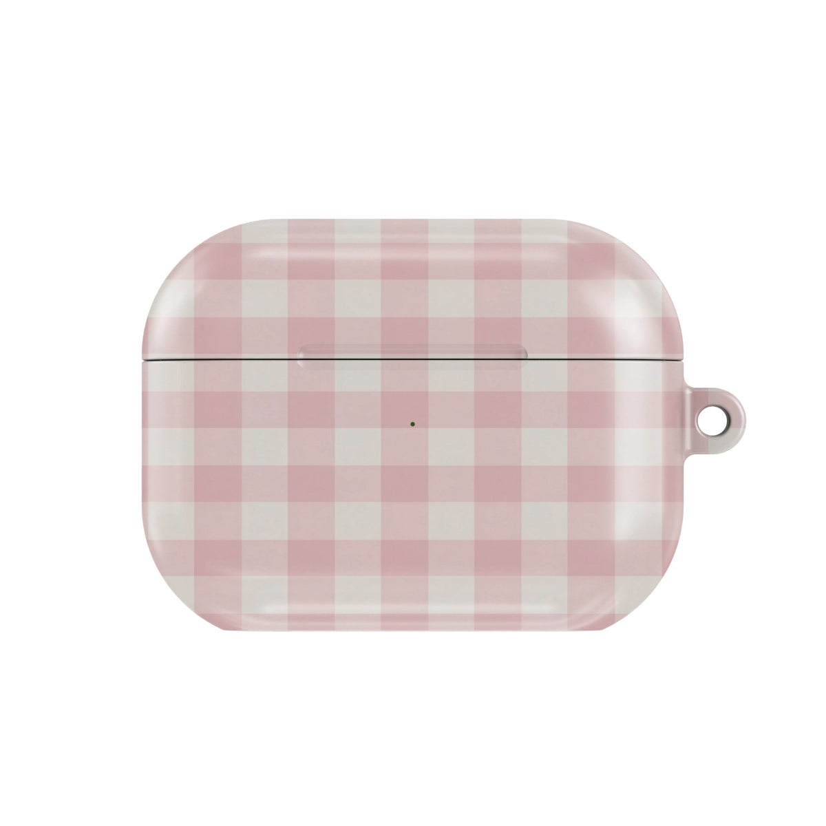 Pink Cottage Gingham AirPods case — hard-shell earbuds cover, closed front view