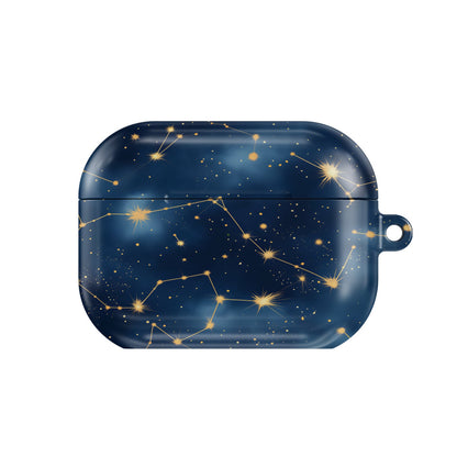 Celestial Constellations AirPods case — hard-shell earbuds cover, closed front view