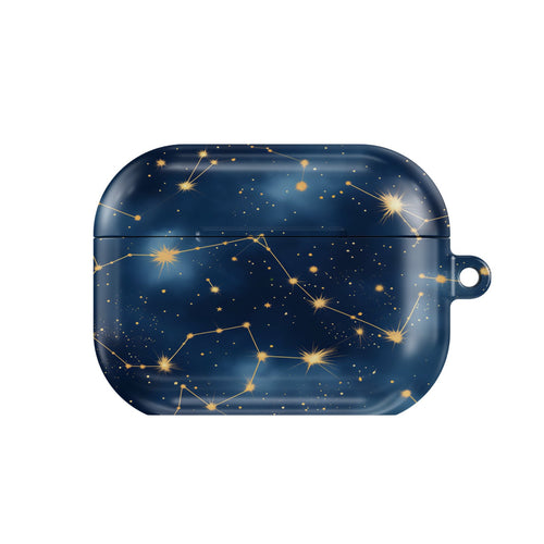 Celestial Constellations AirPods case — hard-shell earbuds cover, closed front view