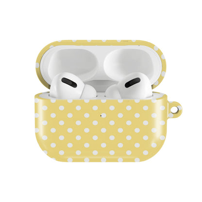 Buttermilk Dot AirPods case — hard-shell earbuds cover, open front view