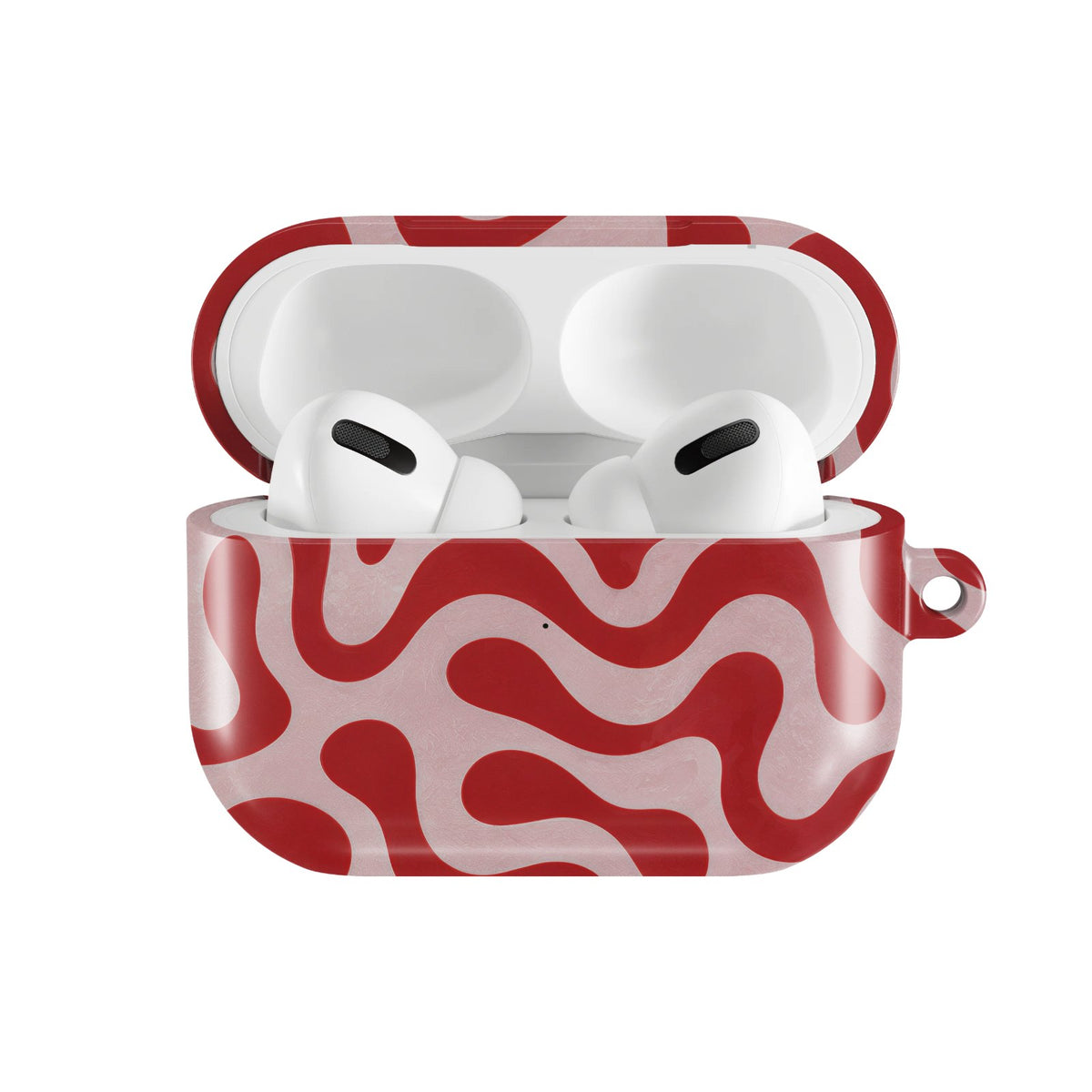 Retro Squiggle AirPods case — hard-shell earbuds cover, open front view