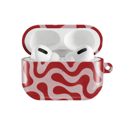 Retro Squiggle AirPods case — hard-shell earbuds cover, open front view