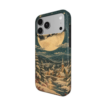 Christmas Eve Sleigh phone case — MagSafe iPhone case, angled view