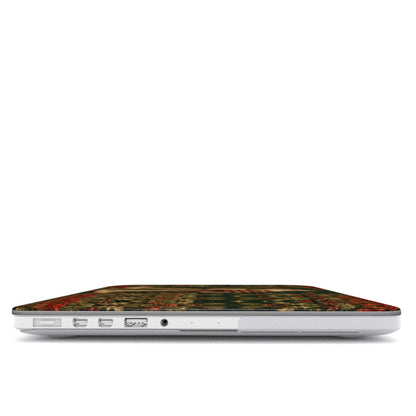 Father Christmas & Books MacBook case — hard-shell laptop cover, side view with ports