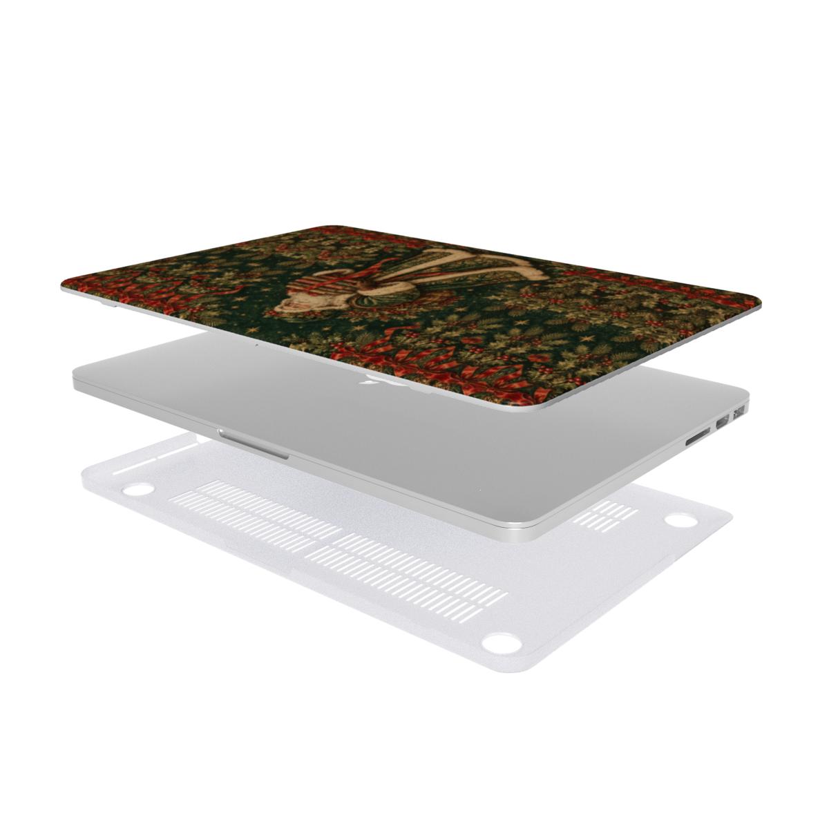 Father Christmas & Books MacBook case — hard-shell laptop cover, two-piece shell view