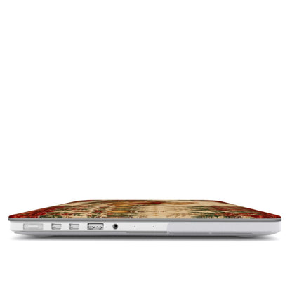 Vintage Teddy Bear MacBook case — hard-shell laptop cover, side view with ports