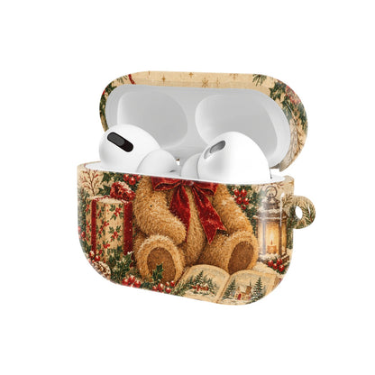 Vintage Teddy Bear AirPods case — open angled view