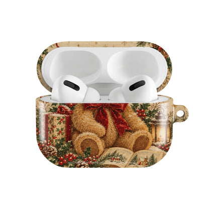 Vintage Teddy Bear AirPods case — open front view