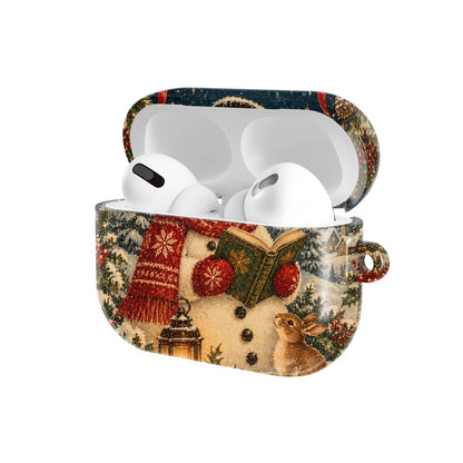 Reading Snowman AirPods case — open angled view