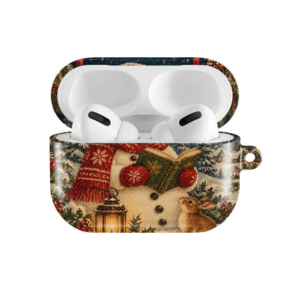 Reading Snowman AirPods case — open front view