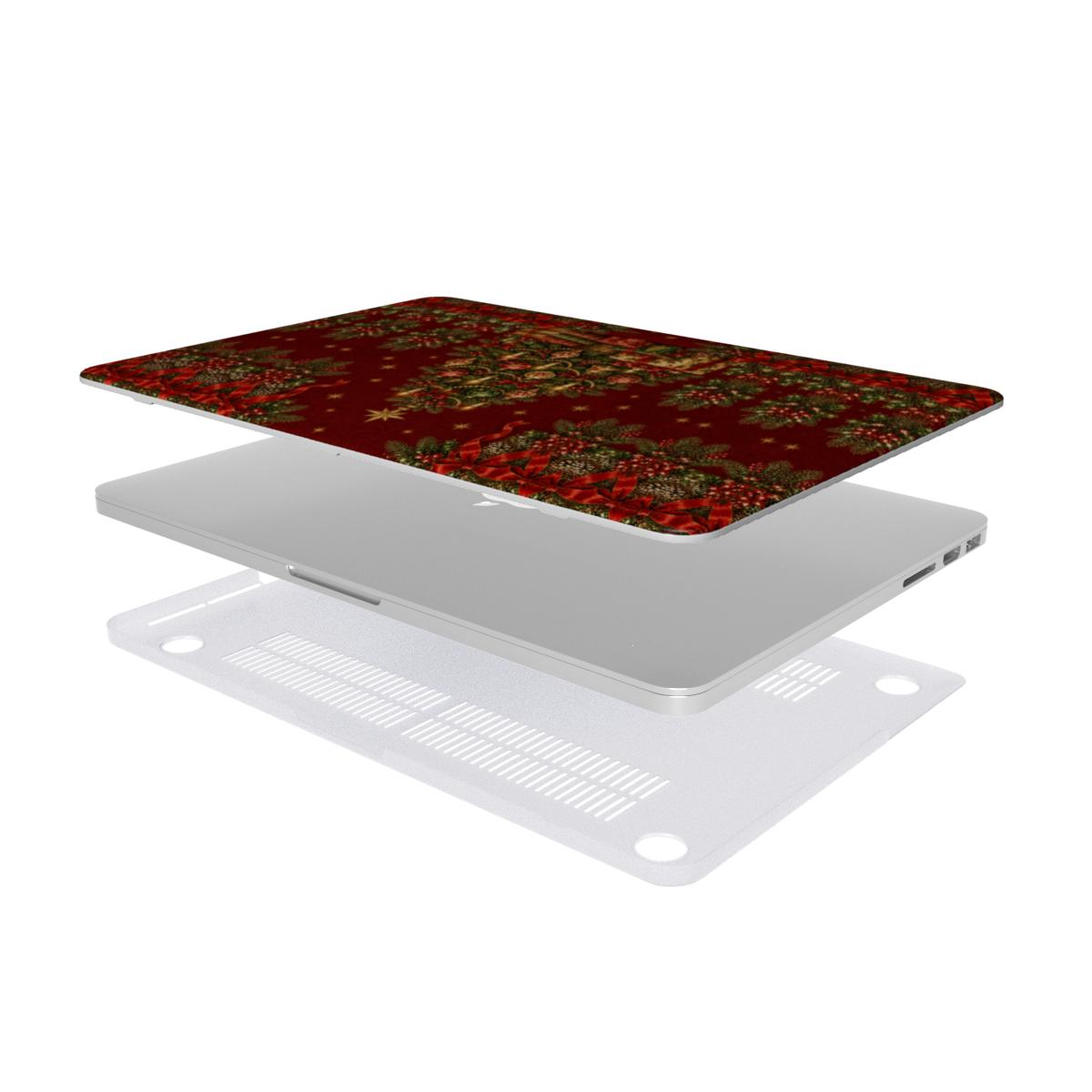 Vintage Tree & Books MacBook case — hard-shell laptop cover, two-piece shell view